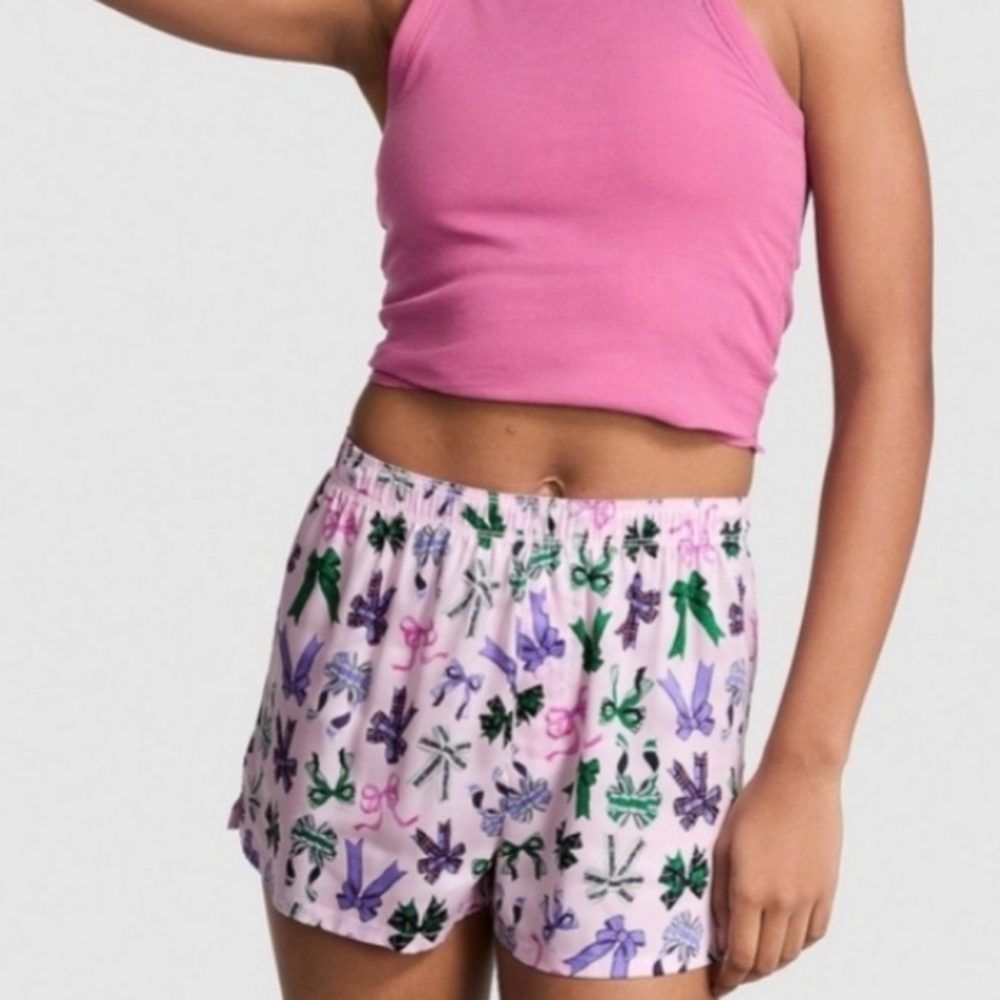 NWT Victoria's Secret PINK Bow Design Sleep Shorts Sz XL